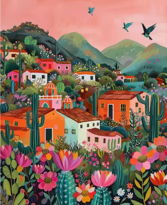 Kit complet - Peinture à numéro - Village coloré