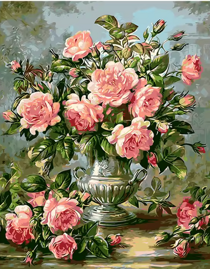 Kit complet - Peinture à numéro - Bouquet de roses